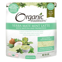 Buy Organic Traditions Yerba Mate Mint Latte with Matcha & Probiotics Online in Canada at Erbamin